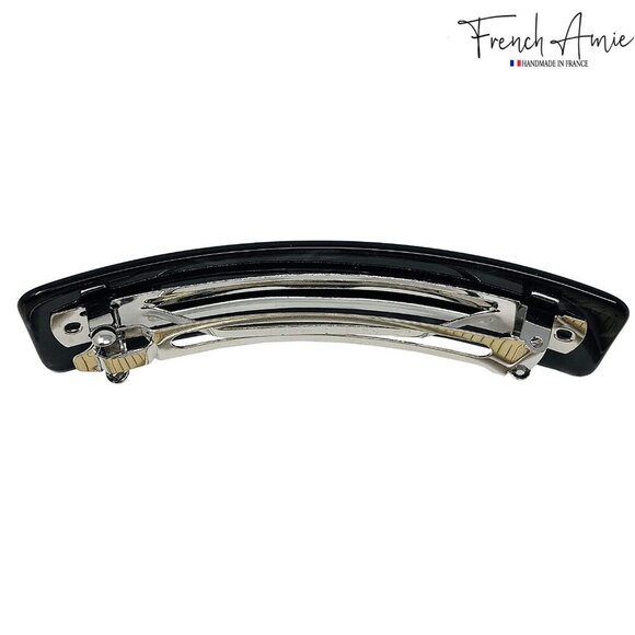 Long Rectangle Black Marble Celluloid Hair Clip Handmade Large Barrette main image 7